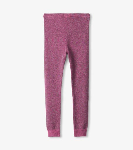 Cable Knit Leggings - Pink Shimmer Sangria Sunset