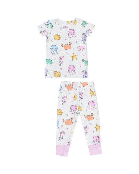 2 Piece Pajamas (Short Sleeves) - Cutie Sea Creatures