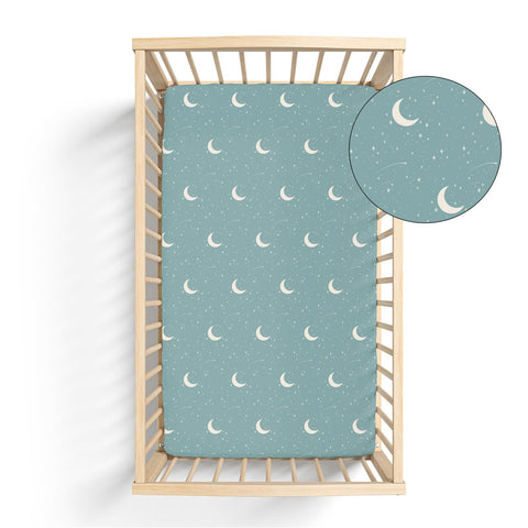 Grow-With-Me Crib to Twin Sheet - Jade Starry Sky & Moon