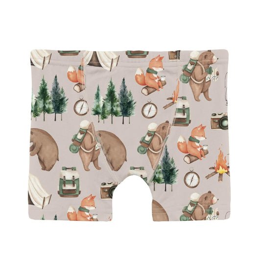 Boxer Brief - Latte Camping Animals