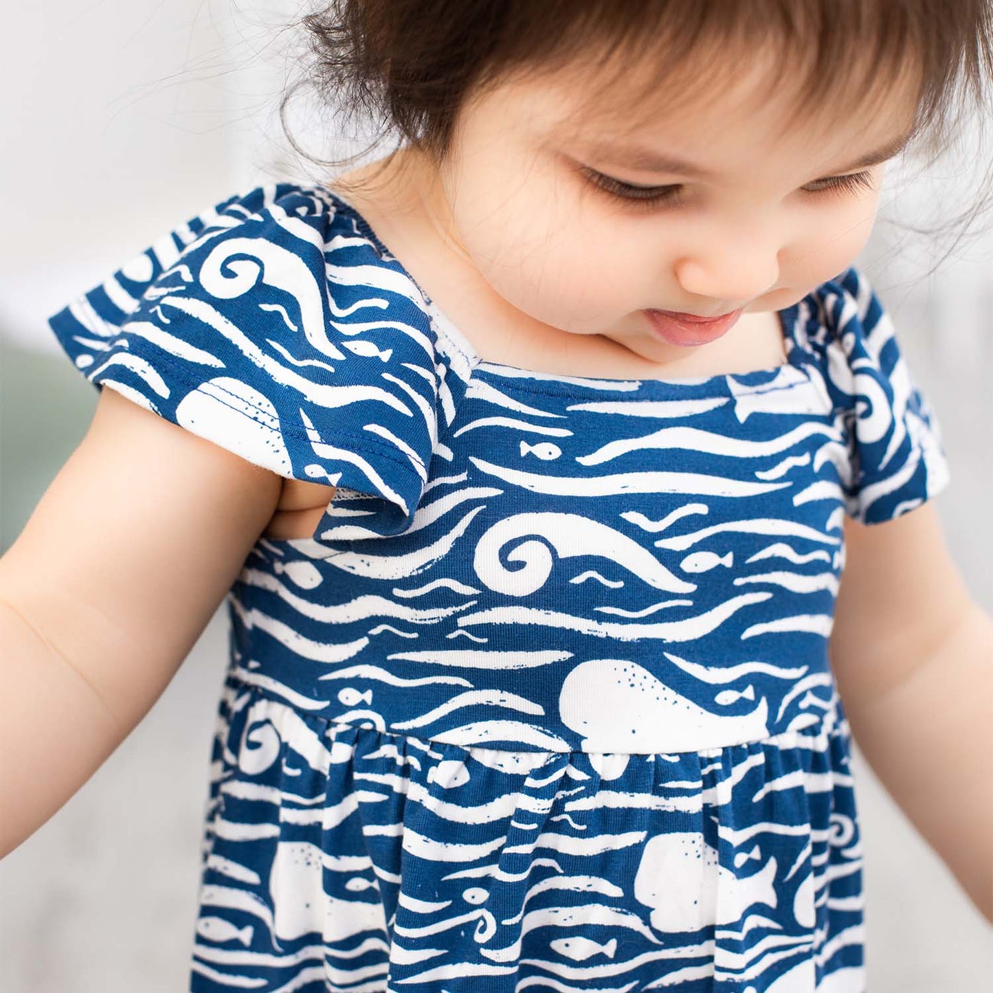 Dress + Diaper Cover (Magnetic) - Whale Hello There
