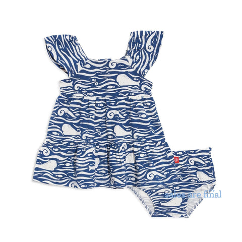 Dress + Diaper Cover (Magnetic) - Whale Hello There