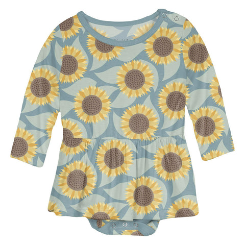 Skirted Onesie - Stormy Sea Sunflower