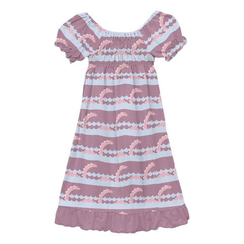 Gathered Dress (Short Sleeve) - Pegasus Sea Monster
