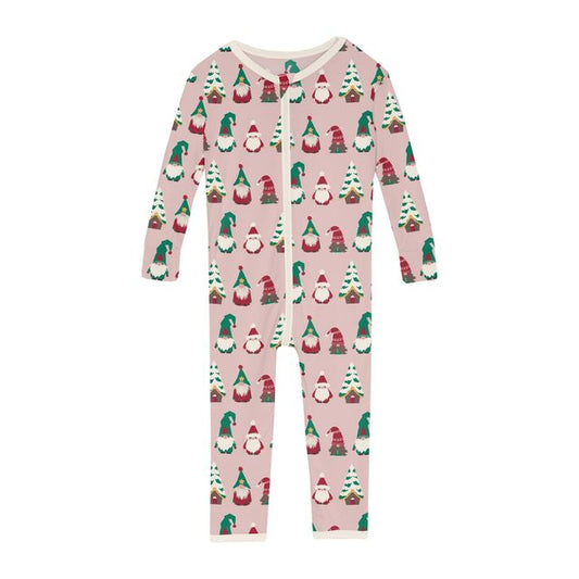 Coverall/Convertible Sleeper (Zipper) - Baby Rose Gnomes