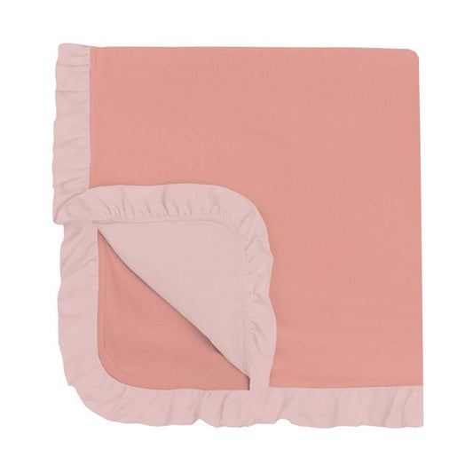 Stroller Blanket with Ruffles - Blush with Baby Rose