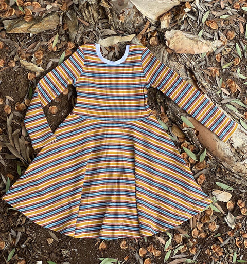 Abbey Dress - Gold Multistripe