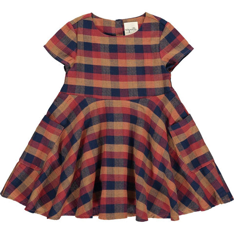 Debbie Dress - Red/Navy Plaid