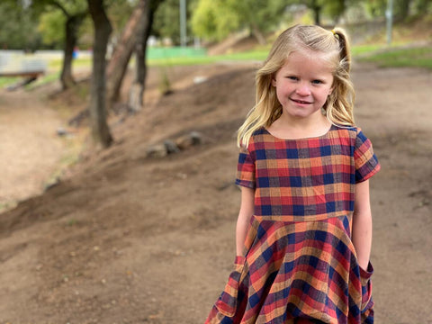 Debbie Dress - Red/Navy Plaid