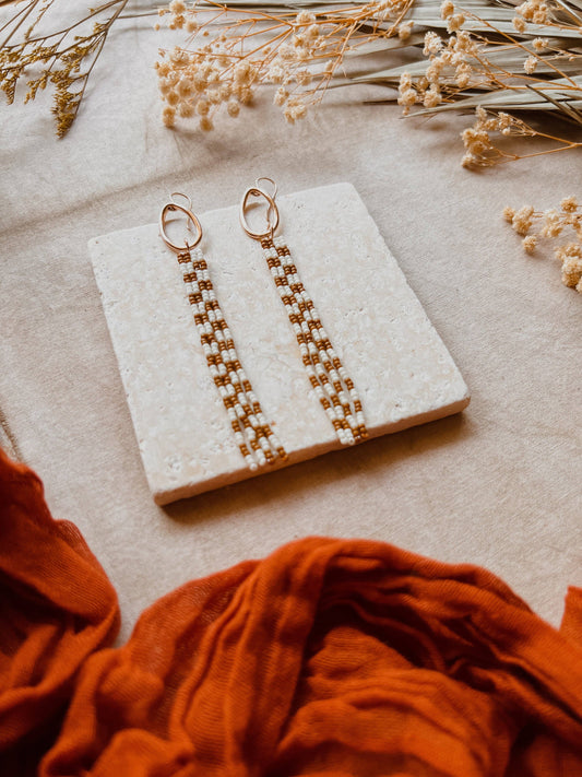 Earrings - Checkered Set Rust