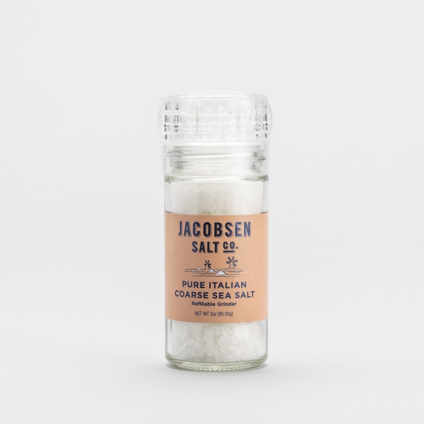 Glass Salt Grinder - Pure Italian Coarse Sea Salt