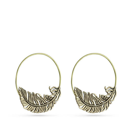 Jewelry - Feather Hoop Earrings (Bronze)