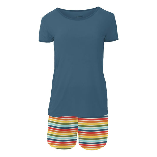 Women's 2 Piece Pajama Set with Shorts - Groovy Stripe