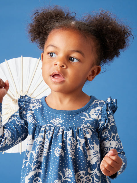 Mighty Mini Baby Dress (Long Sleeve) - Vintage Floral and Dots