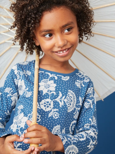 Skirted Dress (Long Sleeve) - Vintage Floral and Dots