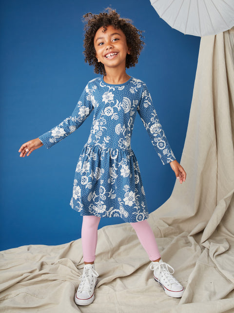 Skirted Dress (Long Sleeve) - Vintage Floral and Dots