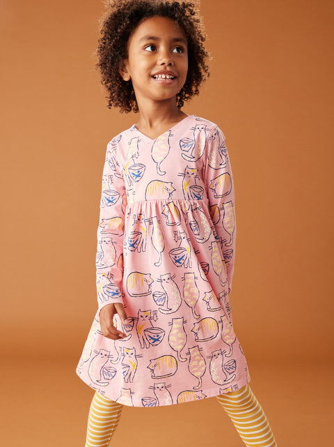 Wrap Dress (Long Sleeve) - Cat Cafe