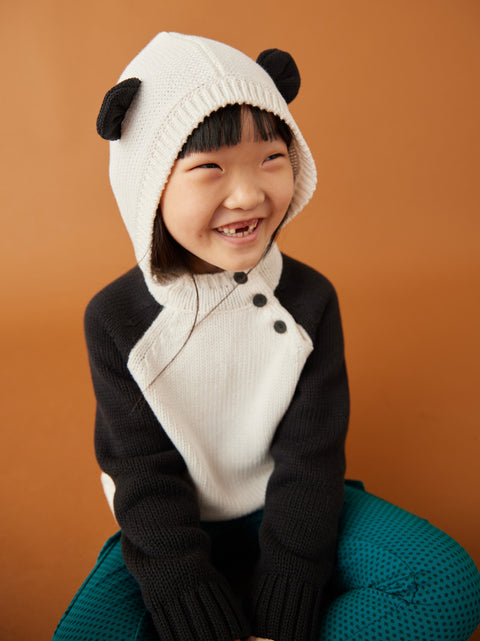 Hooded Cardigan - Panda