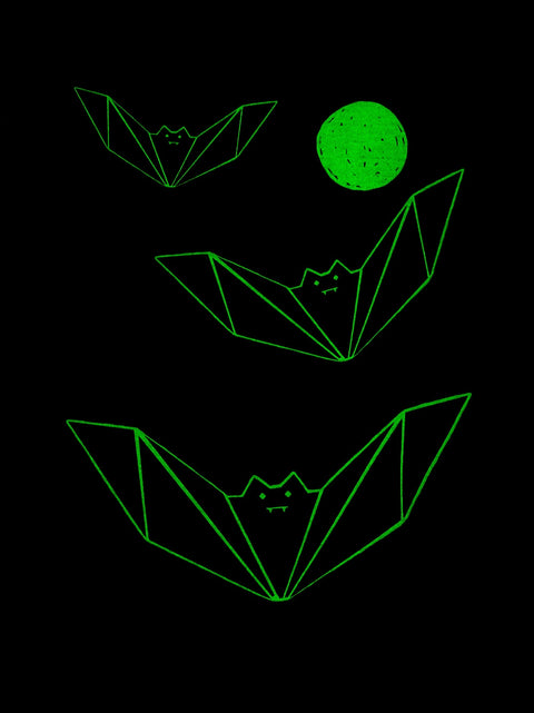 Graphic Tee (Long Sleeve) - Origami Bats (Glow in the Dark)