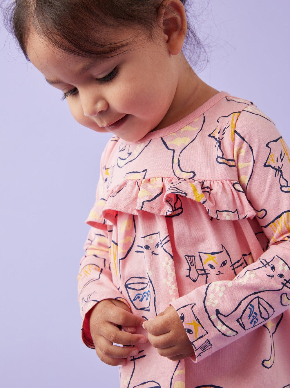 Ruffle Empire Baby Dress - Cat Cafe