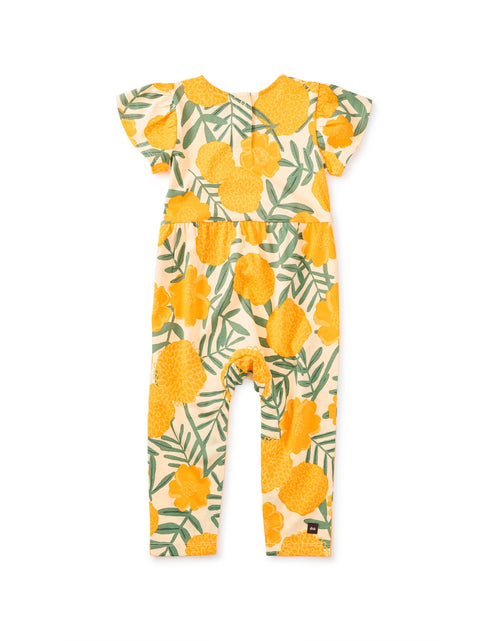Last One - Size 18/24M: Tulip Sleeve Romper - Marigold Delight