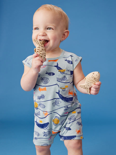 Shoulder Snap Pocket Romper - Armando & Amanda Fonesca Collab