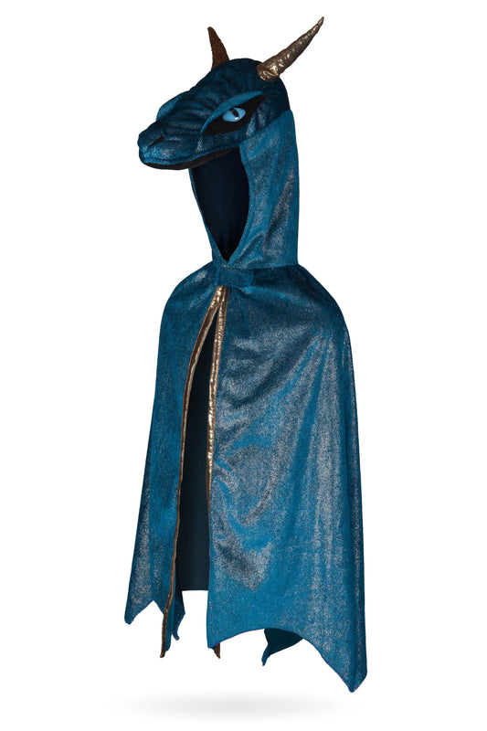 Dress Up - Dragon Cape With Hood Starry Night Teal/Gold