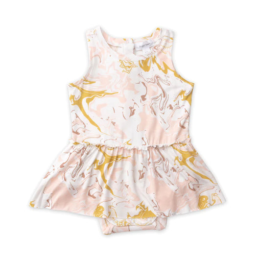 Onesie With Skirt (Tank) - Pink Marble