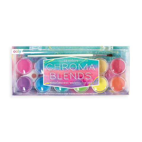 Chroma Blends - Pearlescent Watercolor Gift Set With Pad (12 Colors)