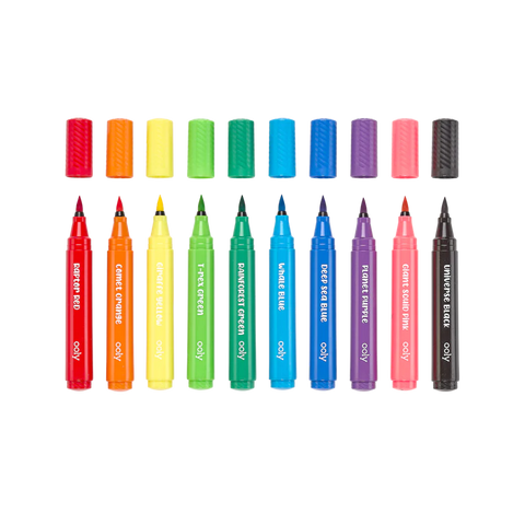Markers - Big Bright Brush Tip Set Of 10 Colors