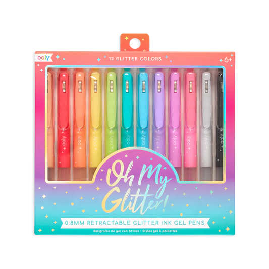Bolígrafos - ¡Oh, mi brillo! Paquete de 12 geles de purpurina retráctiles (0,8 mm)