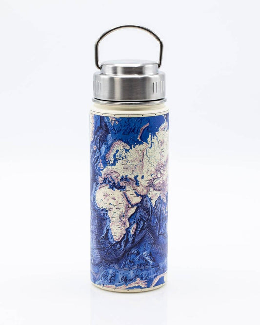 Water Bottle (Stainless Steel) - Seabed World Map 18oz
