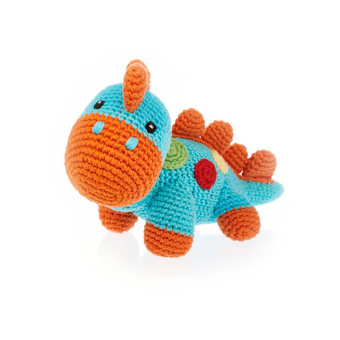 Yarn Rattle - Turquoise Steggy Dinosaur