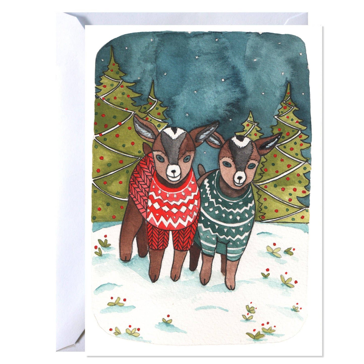 Art Card - Holiday Goats in Sweaters