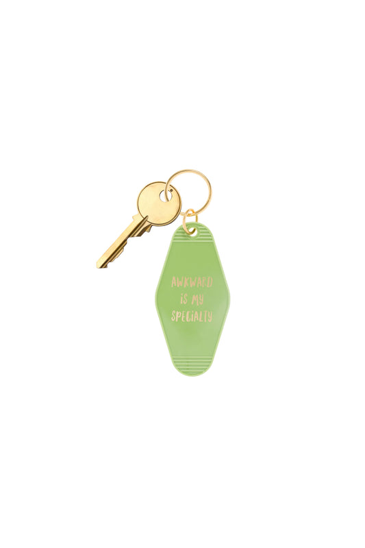 Keychain - Retro Motel  "Akward Is My Speciality"