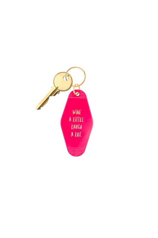 Keychain - Retro Motel "Wine A Little, Laugh Alot"