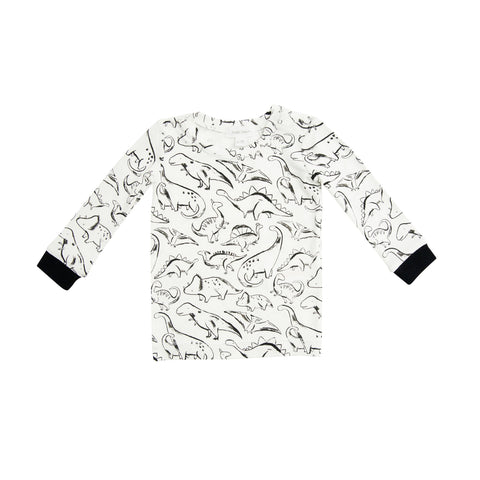 Last One - Size 8Y: 2 Piece Pajamas (Long Sleeve) - Black Dinos