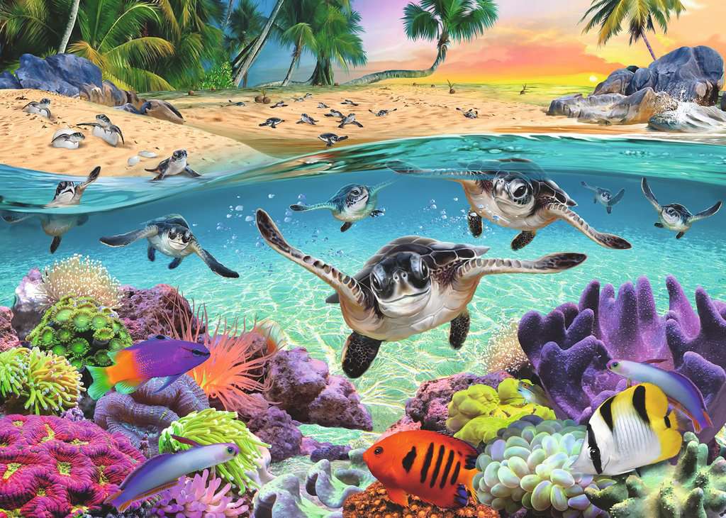 Puzzle (Large Format) - Race of the Baby Sea Turtles (500pc)