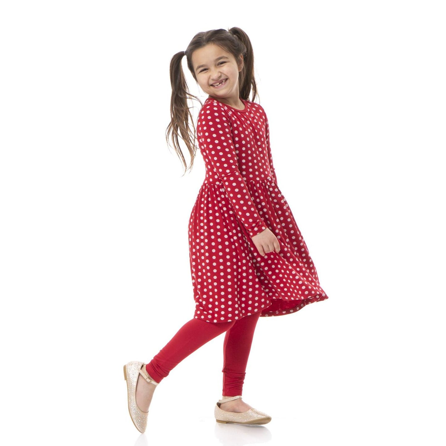 Twirl Dress (Long Sleeve) - Candy Apple Polka Dots