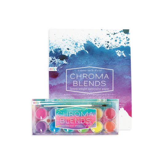 Chroma Blends - Pearlescent Watercolor Gift Set With Pad (12 Colors)