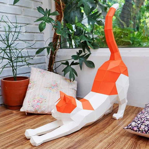 3D PaperCraft - Stretching Cat