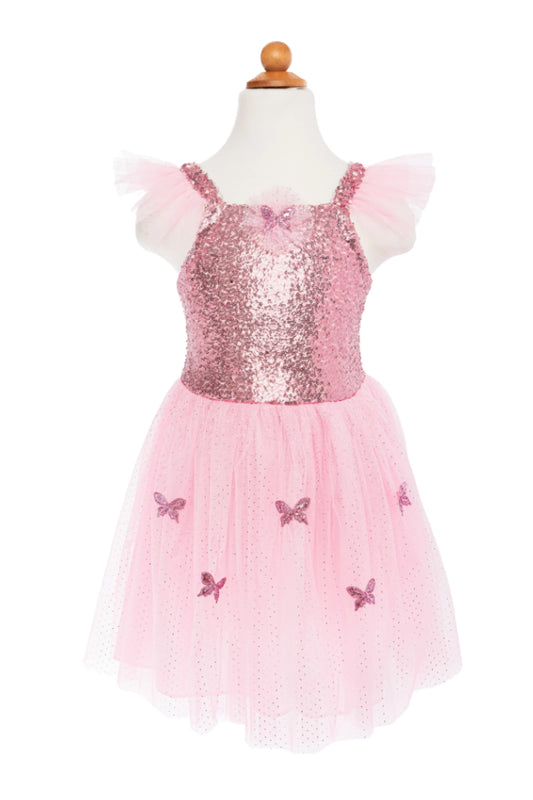 Dress Up - Vestido de mariposa de lentejuelas rosa con alas