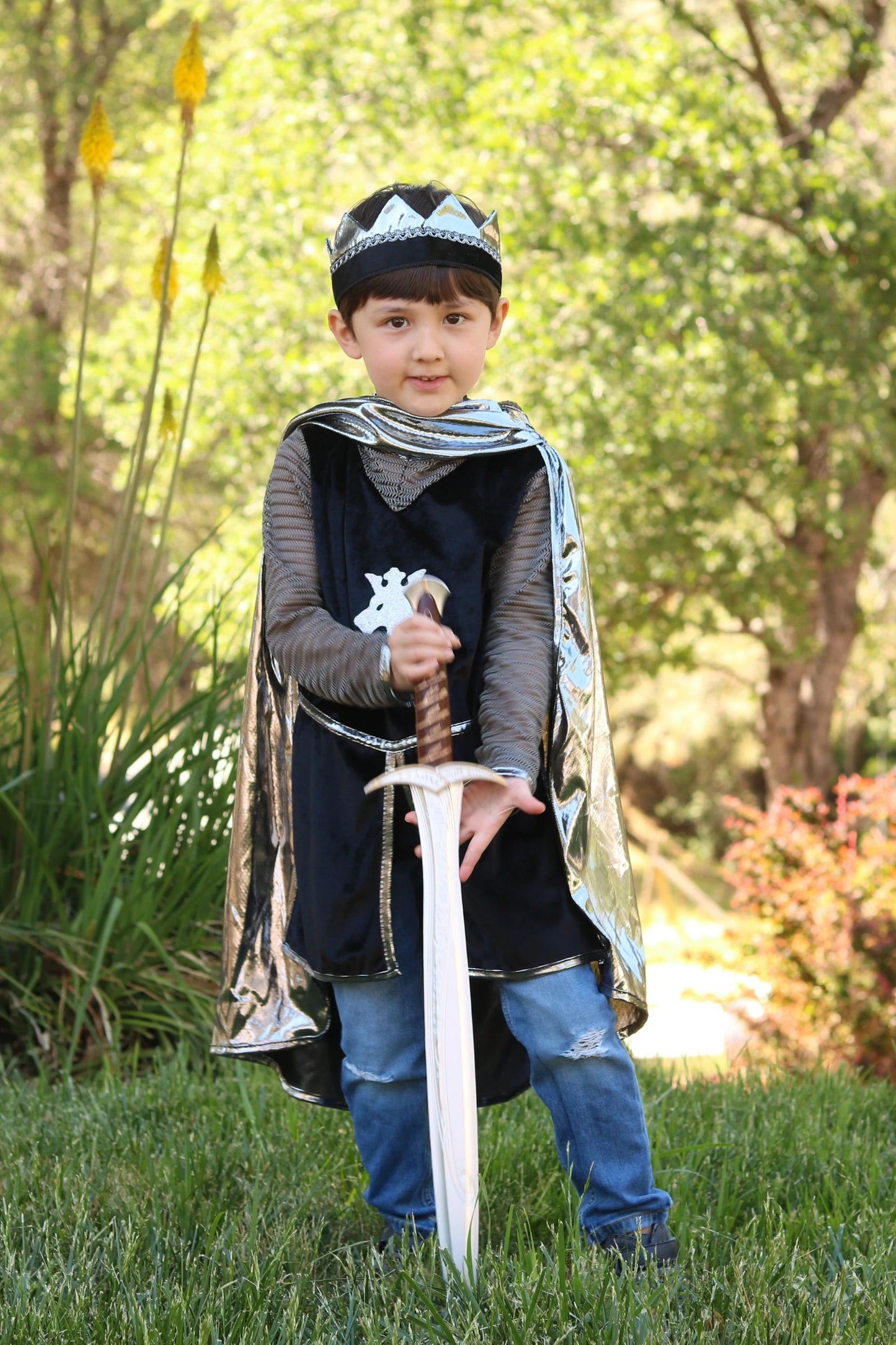 Dress Up - Silver Knight Set: Tunic, Cape, Crown