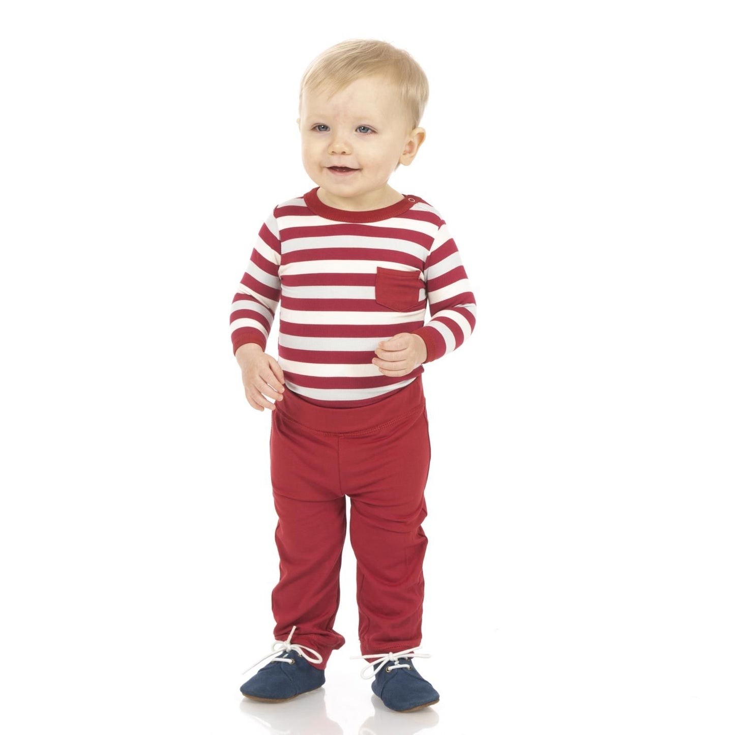 Long Sleeve Pocket Onesie with Pants Set - Playground Stripe