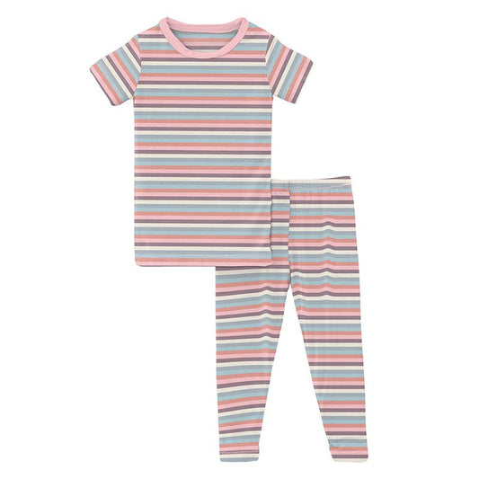 2 Piece Pajama (Short Sleeve) - Spring Bloom Stripe