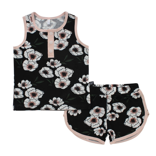 Tank + Shorts Set - Pink Flowers