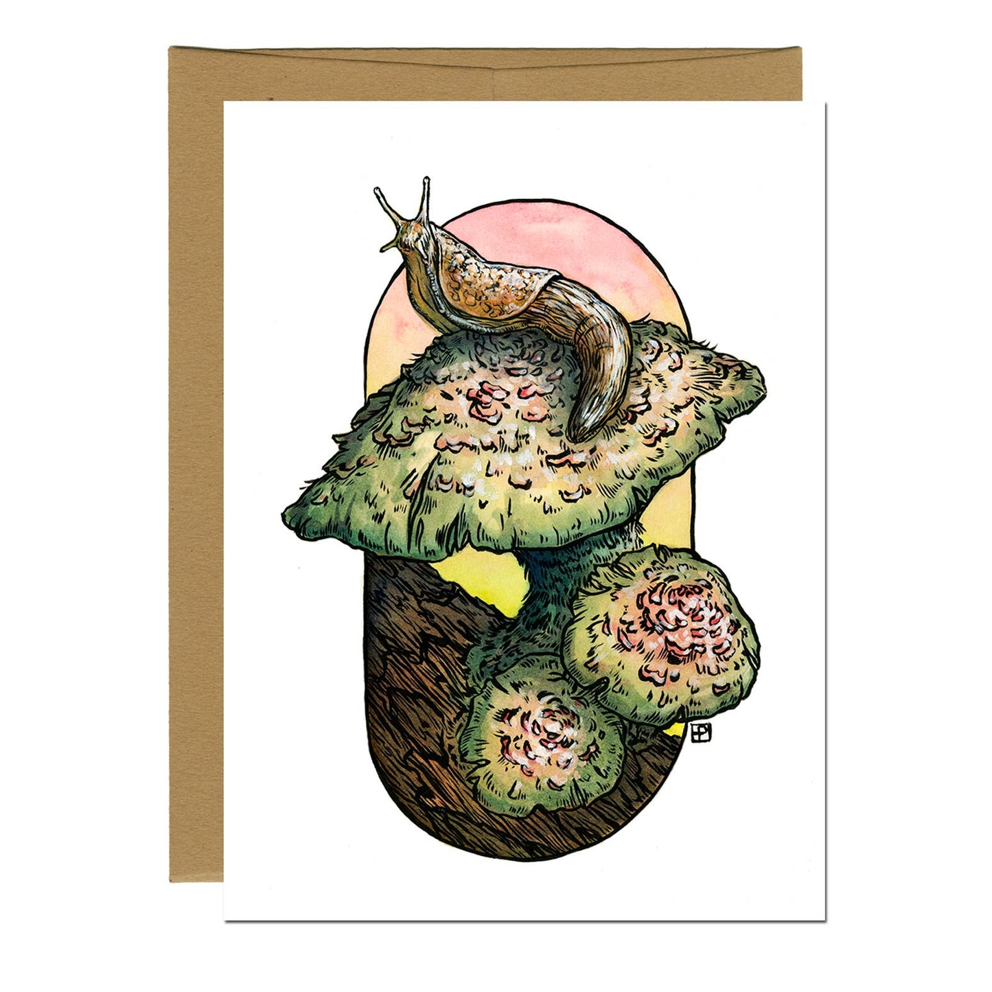 Greeting Card - Pink Mushroom Slug