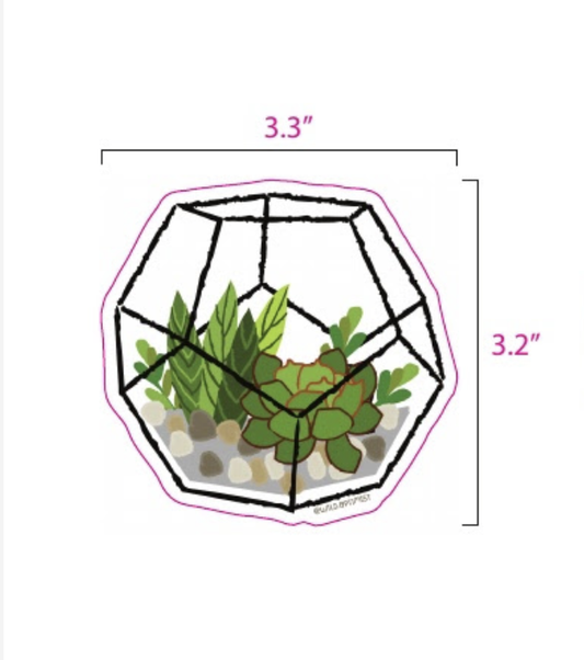 Sticker - Transparent Terrarium (Hexagon)