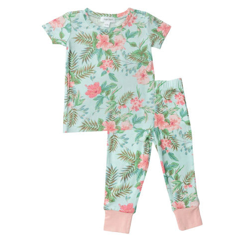 2 Piece Pajamas (Short Sleeves) - Vintage Hibiscus