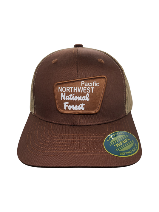 Trucker Hat - Pacific Northwest Patch Logo National Parks Brown/Khaki